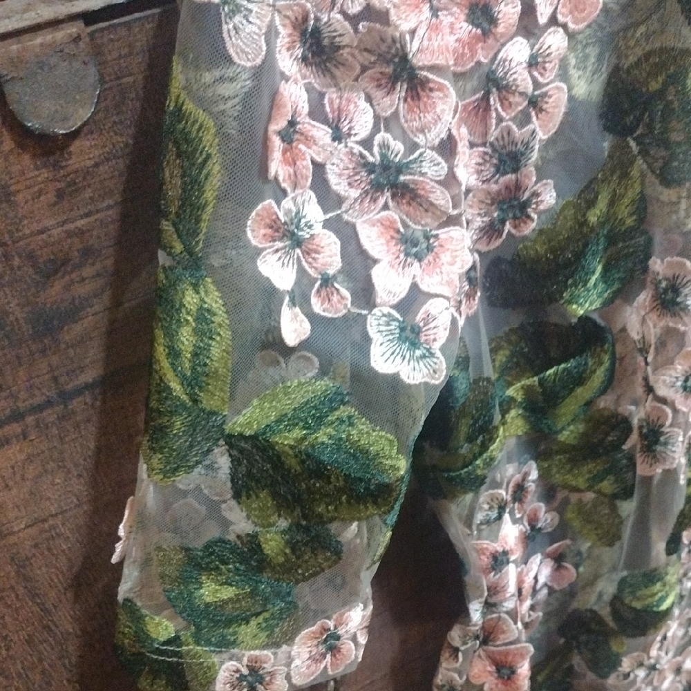 Fashion Nova Floral Mesh Dress in Pink and Green - Picture 6 of 9